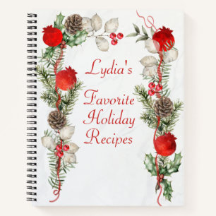 Christmas Pines and Berries Holiday Recipe Notebook