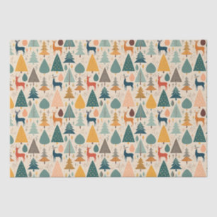 Christmas pines and deer pattern tissue paper
