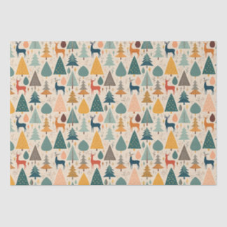 Christmas pines and deer pattern tissue paper