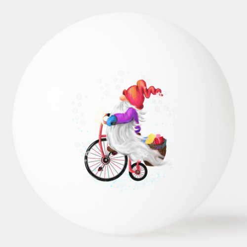 Christmas Ping Pong Ball Gnome with Bike and Gift