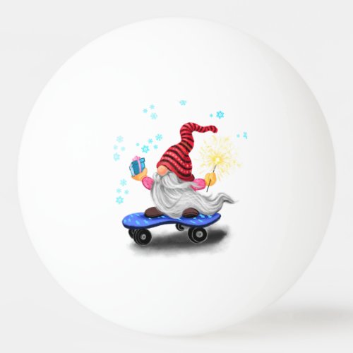 Christmas Ping Pong Ball Skater Gnome with Gifts