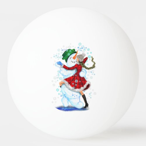 Christmas Ping Pong Balls Snowman and Girl Dance