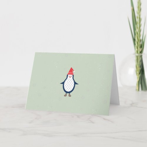 Christmas Pinguin Modern Flat Custom text EDITABLE Holiday Card