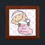 Christmas Pink Baby Keepsake Box<br><div class="desc">Sweet container to hold your treasures. Christmas Pink Baby. Personalize by deleting message and adding your own. Use your favorite font style, color and size. Background color can be changed out. Design elements can be transferred to other Zazzle products. Always adjust and check for perfect fit when transferring designs. Merry...</div>
