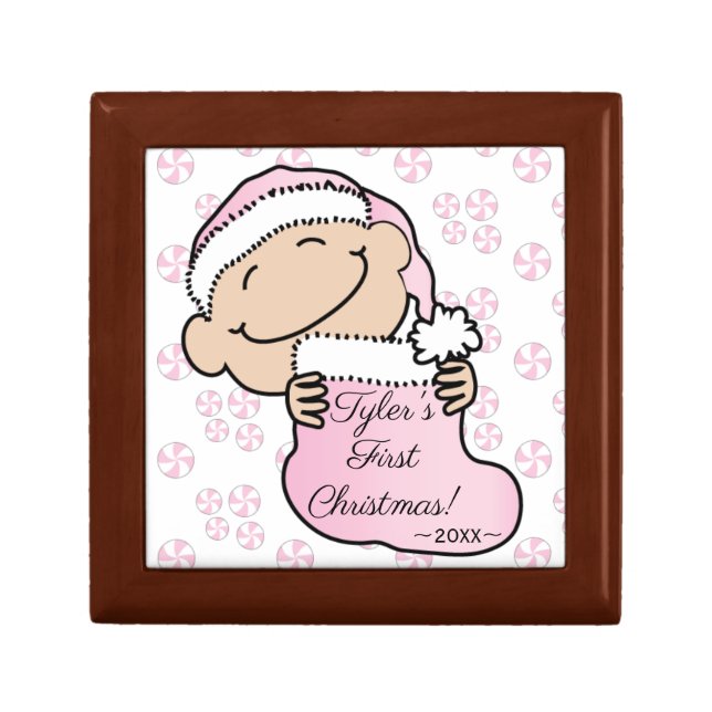 Christmas Pink Baby Keepsake Box (Front)