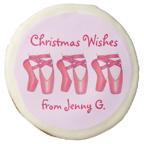 Christmas Pink Ballet Shoes Dance Teacher Gift Sugar Cookie