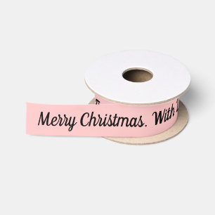 Christmas Pink Black Elegant Script Custom Gifts Satin Ribbon