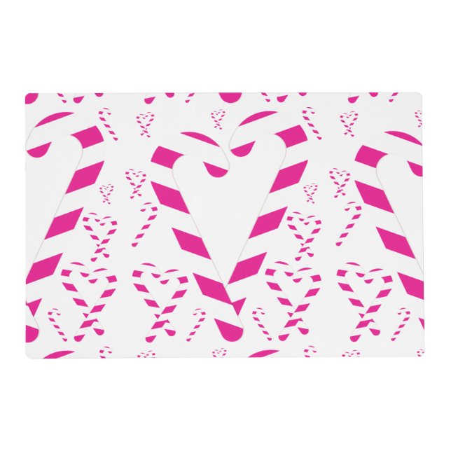 Christmas Pink Candy Cane Placemat (Back)