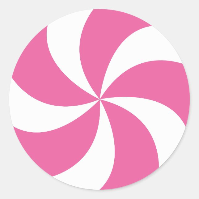 CHRISTMAS PINK CANDY CLASSIC ROUND STICKER (Front)