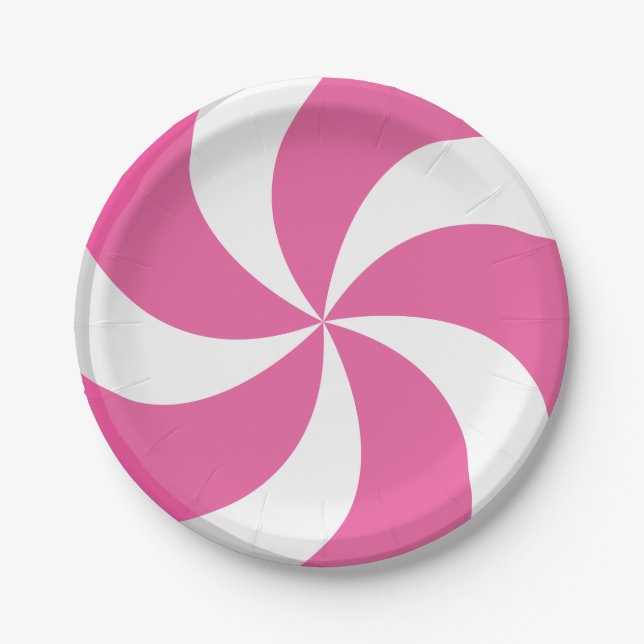 CHRISTMAS PINK CANDY PAPER PLATES (Front)