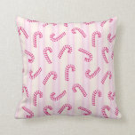 Christmas Pink Candycanes Pattern Throw Pillow