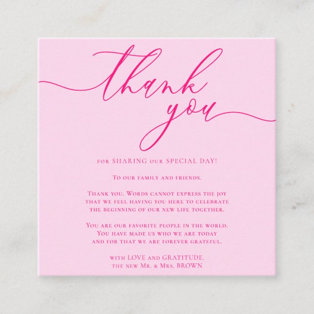 Christmas Pink Essential Custom Photo Thank You Enclosure Card (Front)