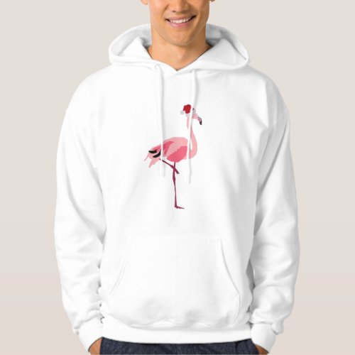 Christmas Pink Flamingo Bird with Santa Hat Hoodie