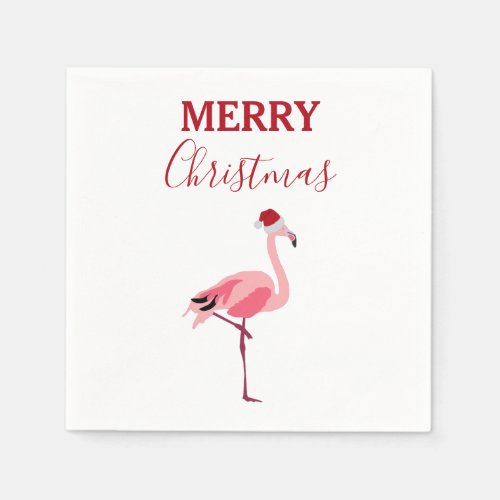 Christmas Pink Flamingo Bird with Santa Hat  Napkins