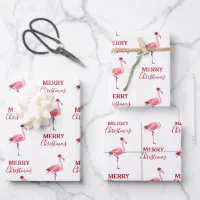 Fa La La Flamingo Xmas Wrapping Paper , Santa Flamingo Christmas