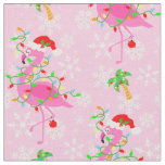 Christmas Pink Flamingo Pattern Fabric