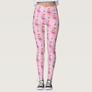 Christmas Pink Flamingo Pattern Leggings