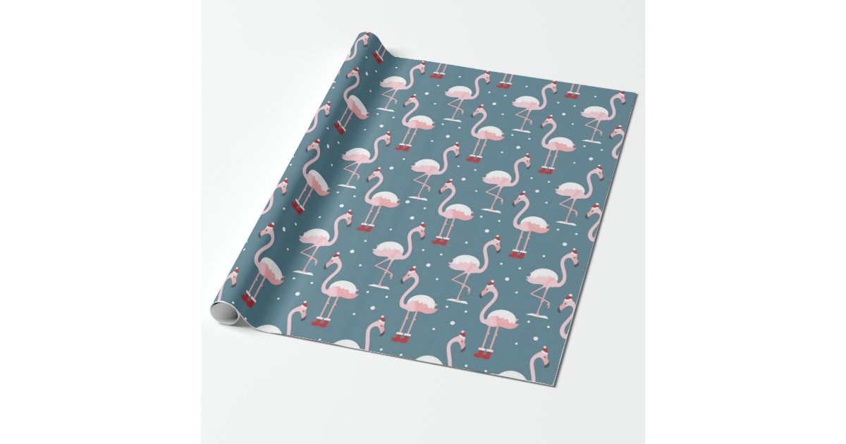Christmas Pink Flamingo Pattern Wrapping Paper | Zazzle