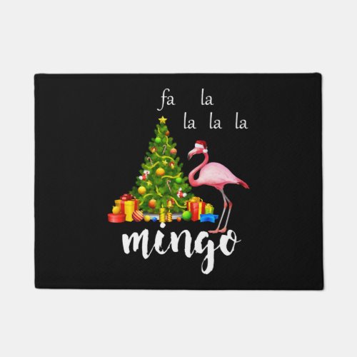 Christmas Pink Flamingo Santa Hat print Doormat