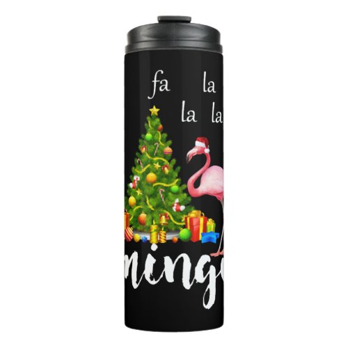 Christmas Pink Flamingo Santa Hat print Thermal Tumbler