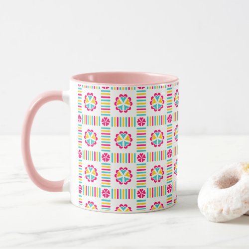 Christmas Pink Floral gift Two_Tone coffee mug