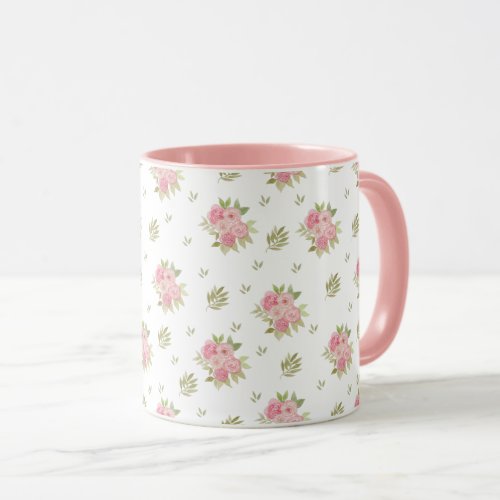 Christmas Pink Floral gift Two_Tone coffee mug