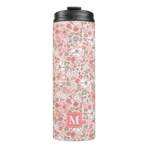 Christmas Pink Floral Holly Custom Thermal Tumbler