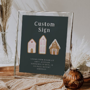 Christmas Pink Gingerbread House Custom Sign