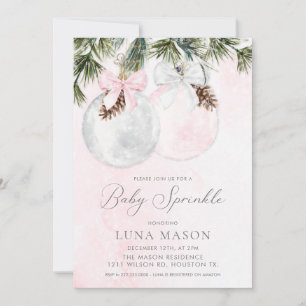 Christmas Pink Girl Baby Sprinkle Invitation