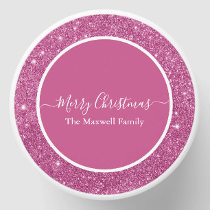 Christmas pink glitter script name mini candle favors