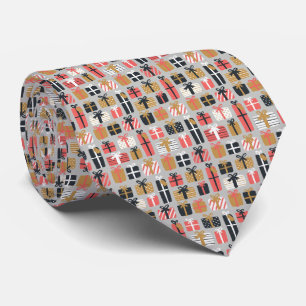 Christmas Pink Gold Black Gift Pattern Holidays Neck Tie
