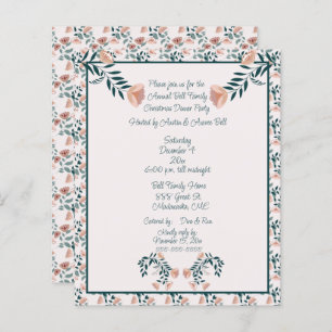 Christmas Pink Green Floral Scandinavian Folk Art