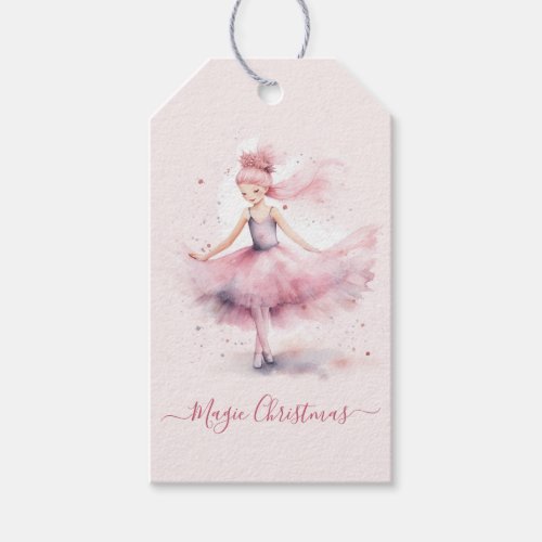 Christmas pink nutcracker ballerina gift tags