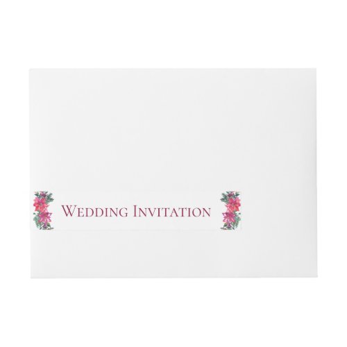 Christmas Pink Poinsettia Floral Wedding Wrap Around Address Label