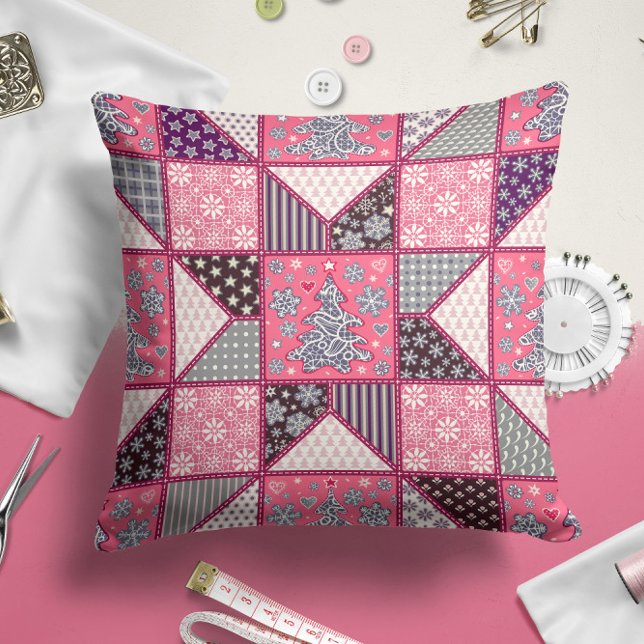 Christmas Pink Quilt | Christmas Throw Pillow (Creator Uploaded)
