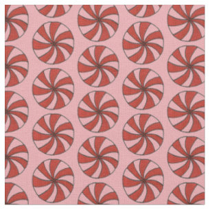 Christmas Pink Red Mint Peppermint Hard Candy Fabric