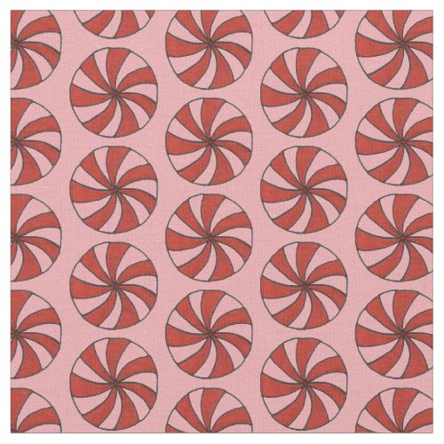 Christmas Pink Red Mint Peppermint Hard Candy Fabric