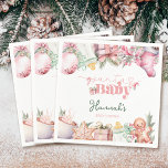 Christmas Pink Santa Baby Shower Napkins<br><div class="desc">Delight your guests this festive season with our adorable, pink and green watercolor Pink Christmas Santa Baby Shower Napkins. These charming pieces, radiating with cute Christmas appeal, offer a unique blend of practicality and whimsical design to uplift your party decor. Perfect for festive celebrations, these baby shower napkins add a...</div>