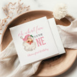 Christmas Pink Santa First Birthday Napkins<br><div class="desc">Oh what fun,  it is to be One! Christmas Pink Santa first birthday party napkins with watercolor pink santa.</div>