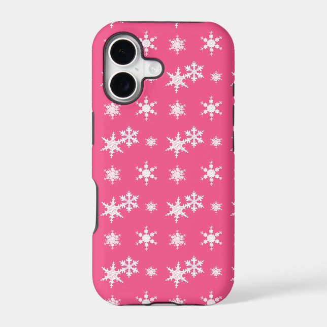 Christmas pink snowflakes pattern iphone case (Back)