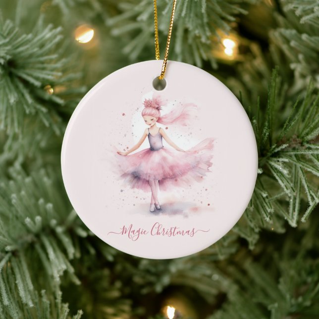 Christmas pink Sugar plum fairy Ceramic Ornament (Tree)