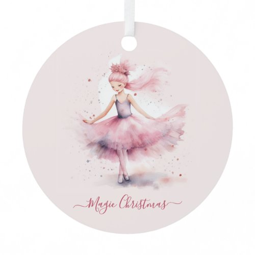 Christmas pink Sugar plum fairy Metal Ornament