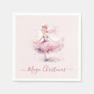 Christmas pink sugar plum fairy napkins