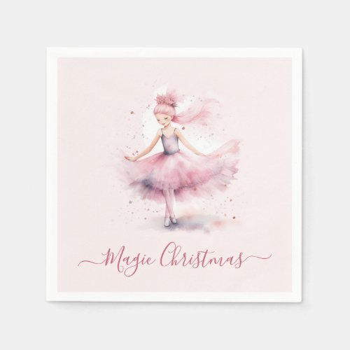 Christmas pink sugar plum fairy  napkins