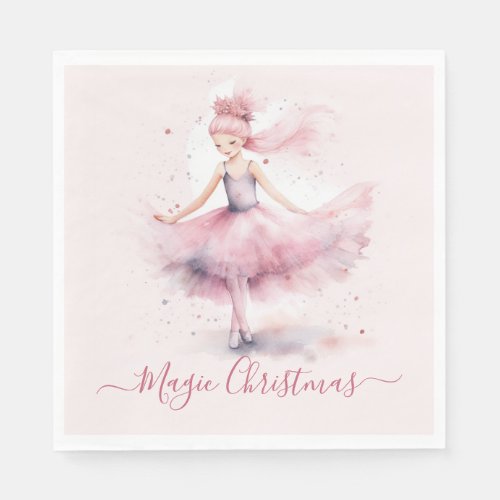 Christmas pink sugar plum fairy  napkins