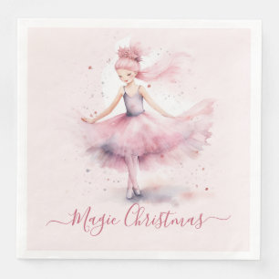 Christmas pink sugar plum fairy paper dinner napkins