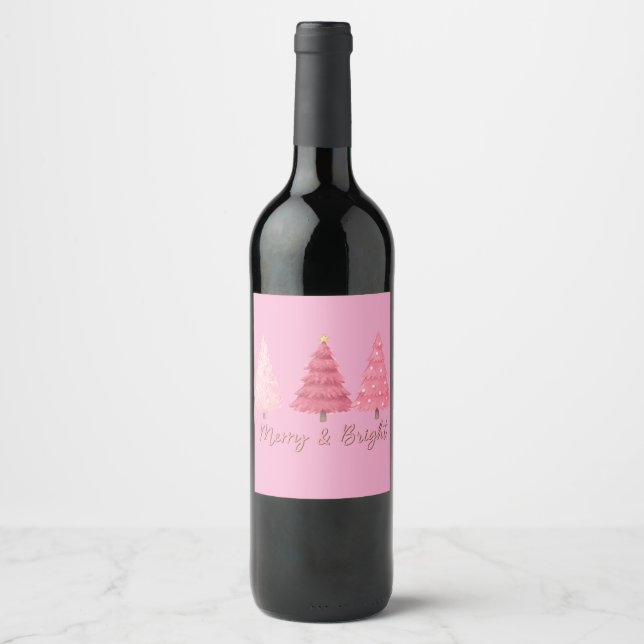 Christmas pink wine bottle label (Front)