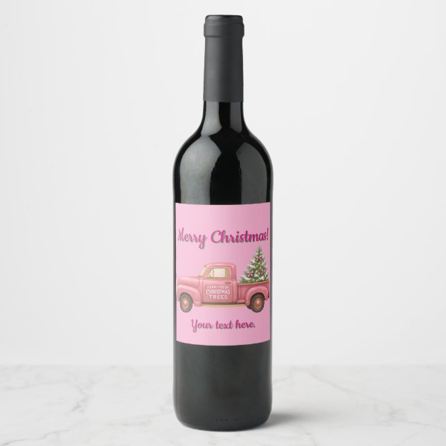 Christmas Pink Wine bottle Label (Front)