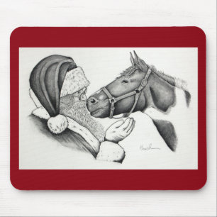 Christmas Pinto Paint Horse and Santa Mouse Pad