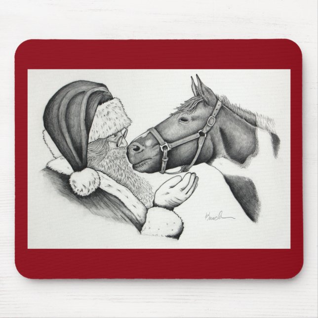 Christmas Pinto Paint Horse and Santa Mouse Pad (Front)